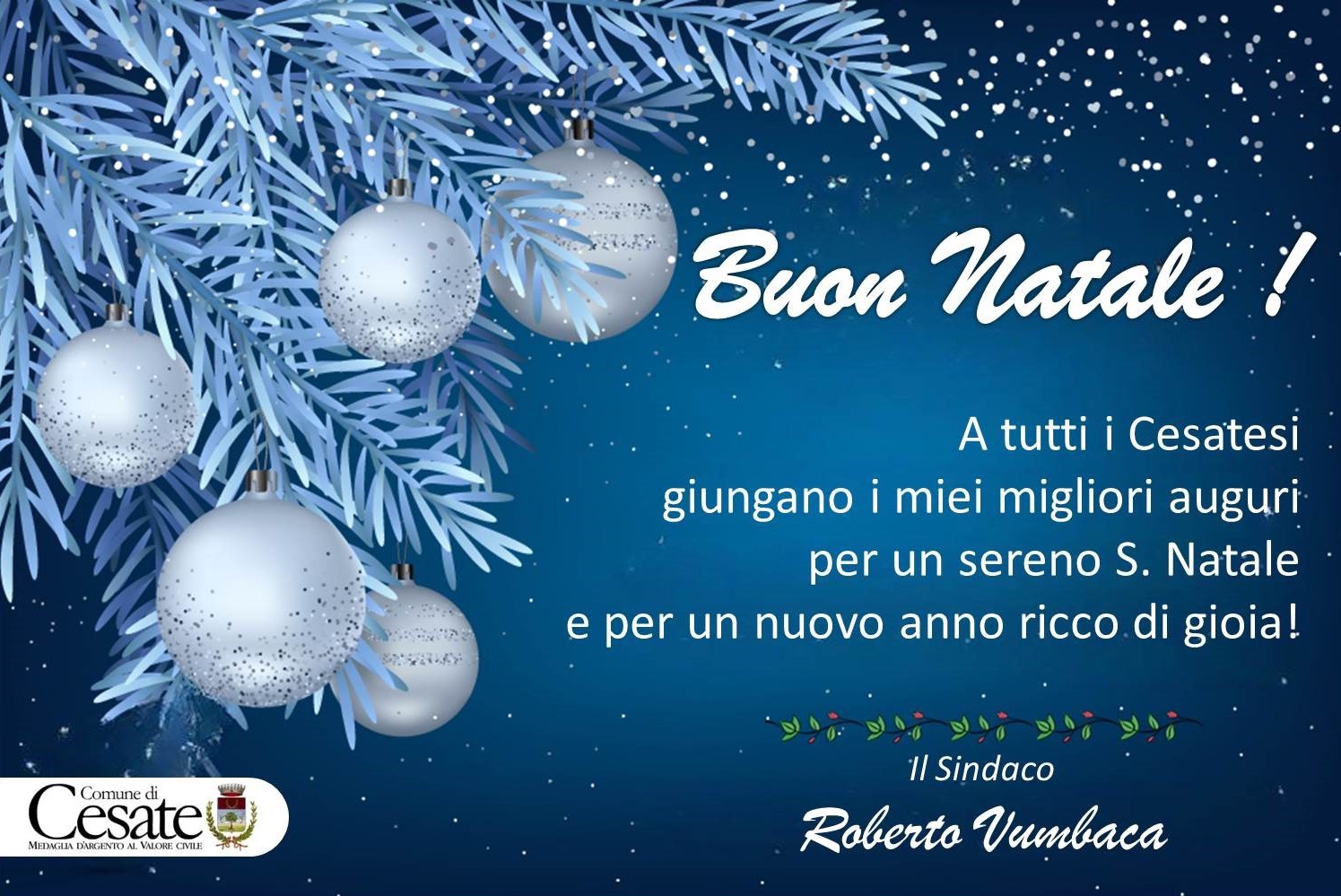 Auguri di Buone Feste dal Sindaco Roberto Vumbaca